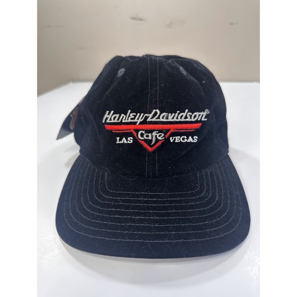 Other - Harley Davidson Cafe Las Vegas Baseball Cap Men One Size Black Velvet Adjustable